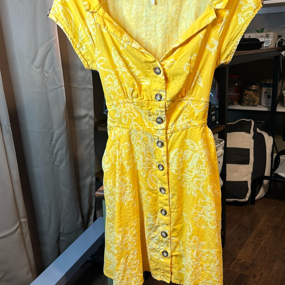 Free People Yellow Floral Mini Dress